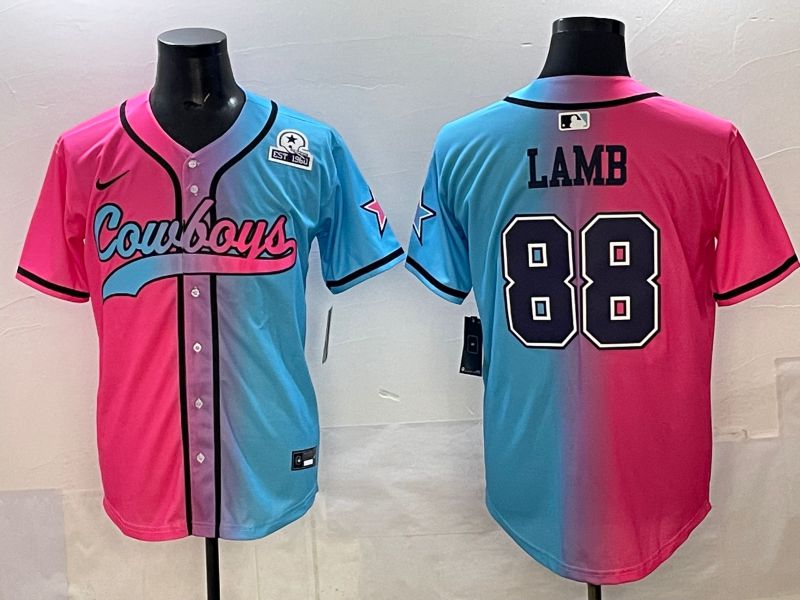 Men 2025 Dallas Cowboys 88 Lamb Blue pink Nike Limited NFL Jersey style 006